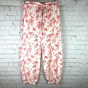 Language Lounge floral bird pajama jogger pants L
